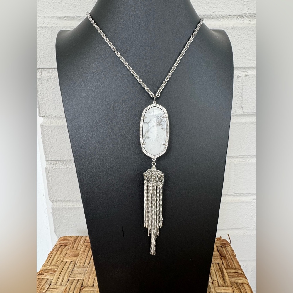 Kendra Scott Howlite & Silver Rayne Tassel Necklace
